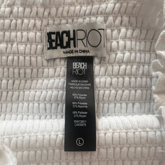 NWOT BEACH RIOT Lilee Strapless Smocked Cover-Up Dress - White SZ L - Picture 4 of 5